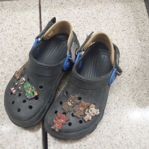 CROCS Kids Black Clogs with Colorful Charms